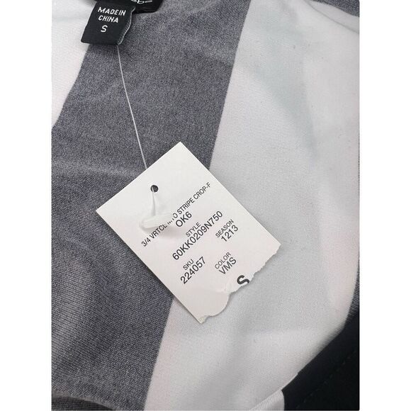 2B Bebe Women’s Small Checkered Crop Top Black & White Long Sleeve NEW - Picture 6 of 7